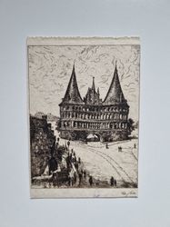 Vykort Lübeck. Holstentor 1926