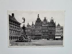 Vykort Anvers Grand Place et Monument Brabo, 1938