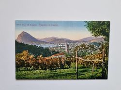 Vykort Lago di Lugano. Pregassona e Lugano.