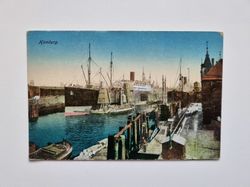 Vykort Hamburg. Hamnen