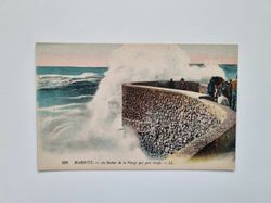 Vykort BIARRITZ. Au Rocher de la Vierge par gros temps