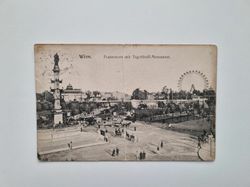 Vykort Wien. Praterstern mit Tegetthoff-Monument.