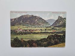 Vykort Tyskland. Unterammergau gegen Oberammergau