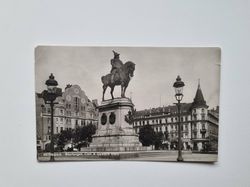 Vykort Malmö. Stortorget, Carl X Gustafs staty, 1928