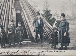 Vykort Stockholm. Lappläger å Skansen 1907
