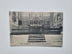 Vykort Visby Domkyrka. Parti af Koret med altartaflan