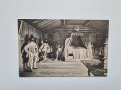 Vykort Gustav Vasas sängkammare i Ornässtugan
