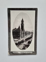 Vykort Helsingborg. Rådhuset och Järnvägsgatan