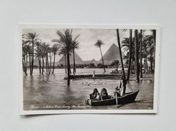 Vykort Pyramiderna i Giza under en översvämning, Kairo, Egypten