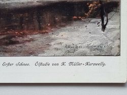 Vykort Erster Schnee. Ölstudie von K. Müller - Kurzwelly