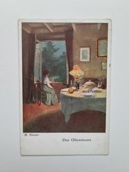 Vykort M. Rieder Das Abendessen 1916