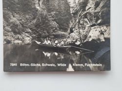 Vykort Böhm.-Sächs, Schweiz, Wilde Klamm, Fuchsstein