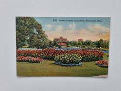 Vykort Flower Gardens. Loring Park, Minneapolis, Minn