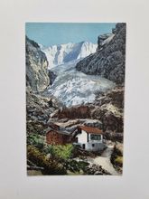 Vykort Schweiz. Grindelwald. Unterer Gletscher. Châlet zum Marmorbruch