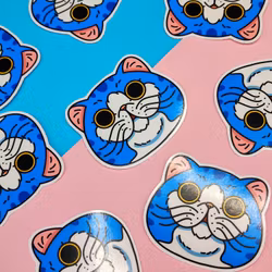 Blå katt - sticker