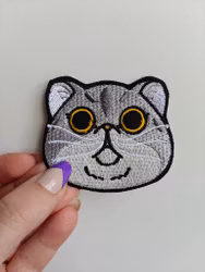 Grå katt - tygmärke