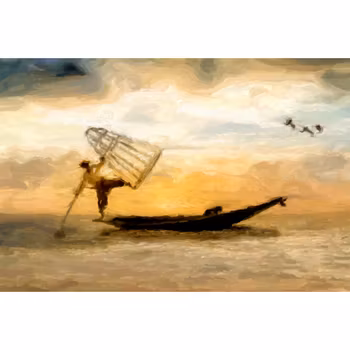 Fisherman (lerret og sort sveveramme)