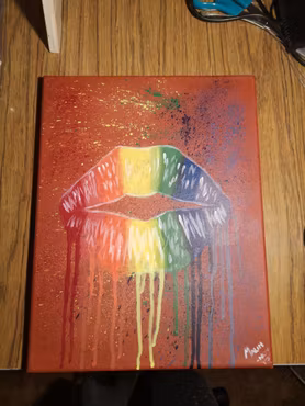 ​Drippy Rainbow Lips 27x35cm