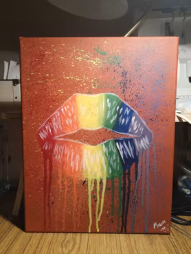 ​Drippy Rainbow Lips 27x35cm