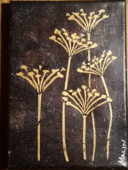 Blommor guld 15x21 cm