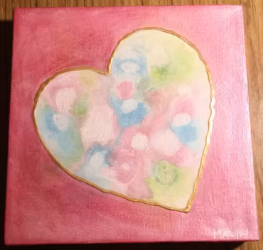 Hjärta på rosa bakgrund 20x20 cm