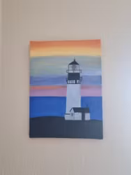 Fyr med magisk himmel 30x40cm SÅLD