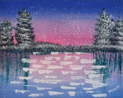 Pinetree in snow 30x24cm SÅLD