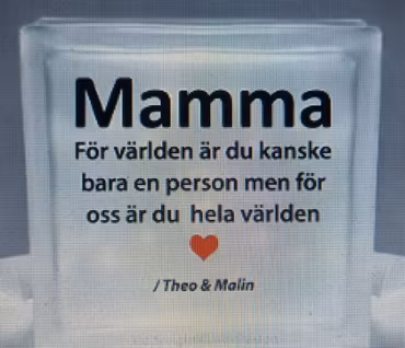 Glasblock med valfri text i vinyl