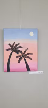 Palmer med en härlig solnedgång! 24x30cm