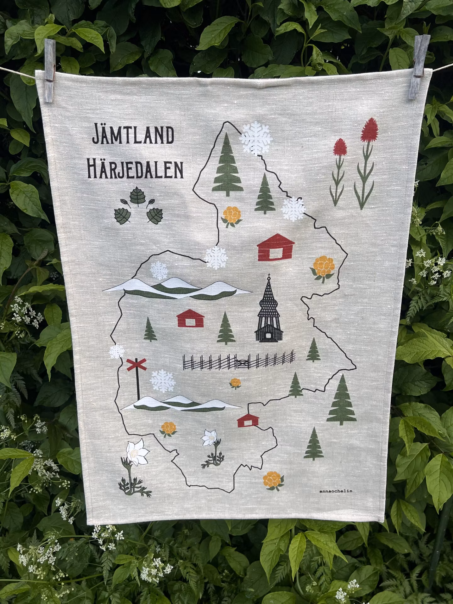 JÄMTLAND-HÄRJEDALEN kökshandduk/bonad