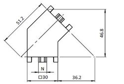 Vinkelförbindning 30x30x45 med fästdetaljer, för BSB profil,