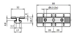 Glidstycke  ZN 40x80 för ISB profil spår 8