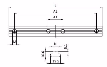 Skarvkoppling, L=180mm, för BSB profil med spår 10