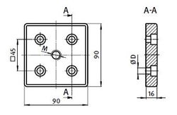 Fotplatta till aluminiumprofil BSB 90x90, M16