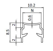 Glaslist U, Spår 8 / 4-6mm, svart, 1st = 2m