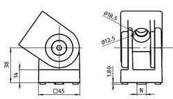 Länk 45 x 45 exkl. fästdetaljer, Centrumhål Ø 12,5mm.