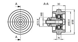 Rulle diameter 58mm för BSB profil med spår 10