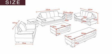 Sleek Sofagruppe Svart/hvit 3 + 2 + 1