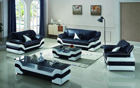 Sleek Sofagruppe 3 + 2 + 1 Svart/hvit - KOMPLETT SETT