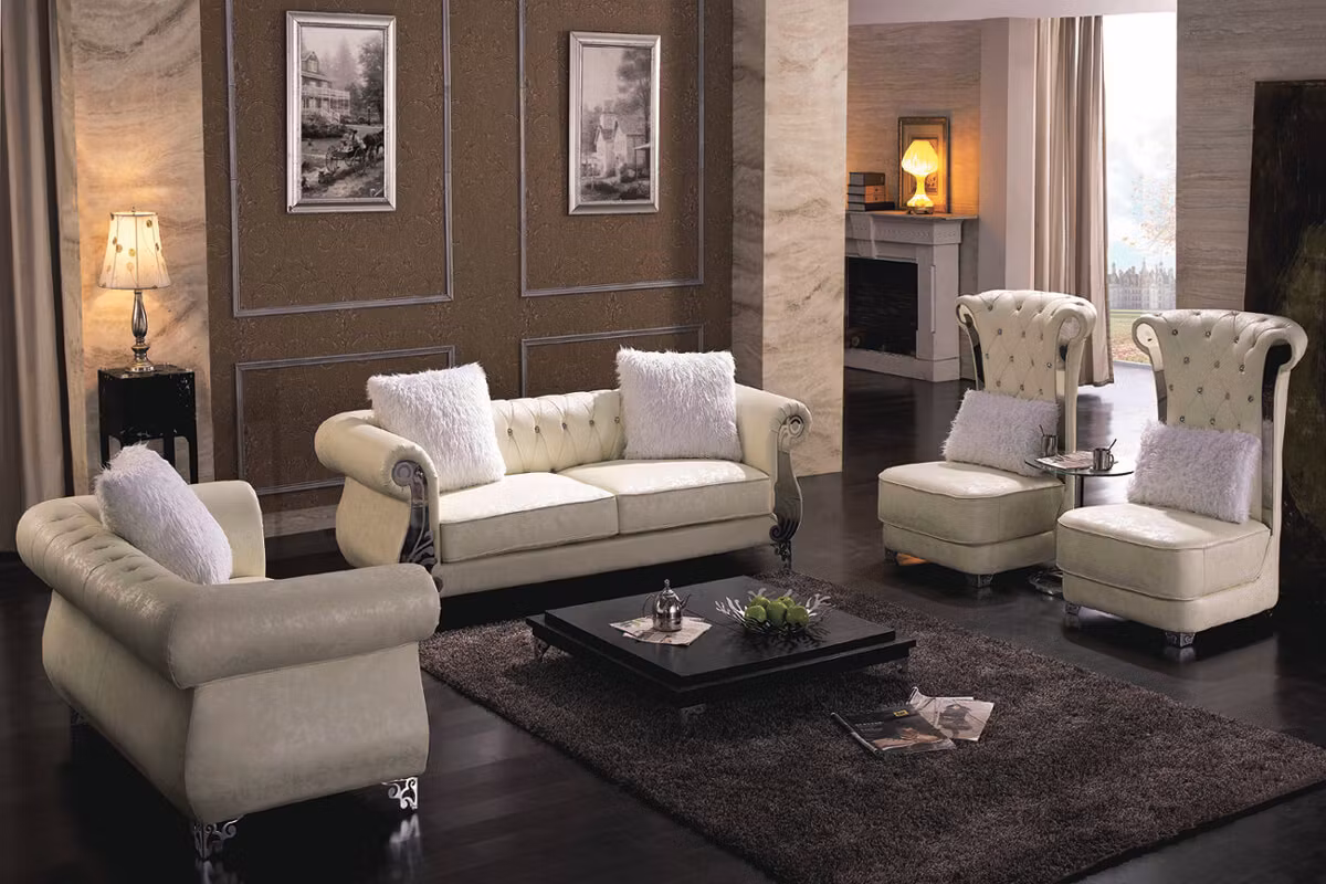 Flora Sofagruppe 3 + 2 + 1 + 1 - Ekte skinn