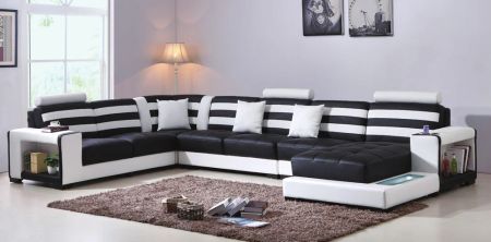 Rotterdam U-Sofa - Svart/Hvit - LED