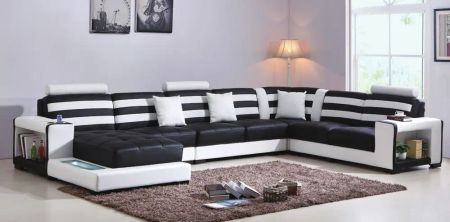 Rotterdam U-Sofa - Svart/Hvit - LED