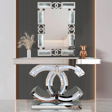 CC-formet designer Konsollbord med LED-lys og diamanter - 120cm