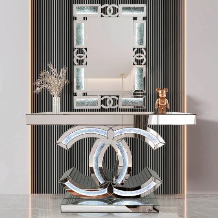 CC-formet designer Konsollbord med LED-lys og diamanter - 120cm