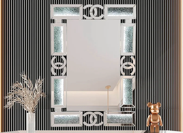 CC-formet designer Speil med LED-lys og diamanter - 120cm