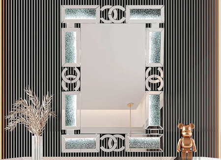 CC-formet designer Speil med LED-lys og diamanter - 120cm
