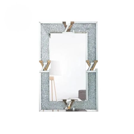 LV-formet designer Speil med LED-lys og diamanter - 120cm