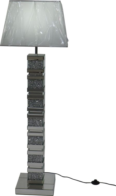 Speilet gulvlampe med hvit skjerm - 150cm