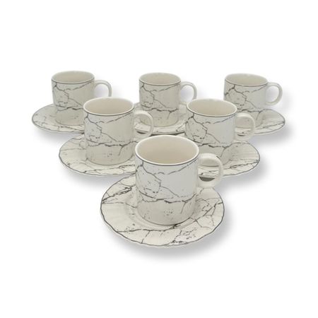 6x Kopper med skål - Luksus kopp med Sølv design & asjetter
