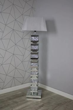 Speilet gulvlampe med hvit skjerm - 150cm